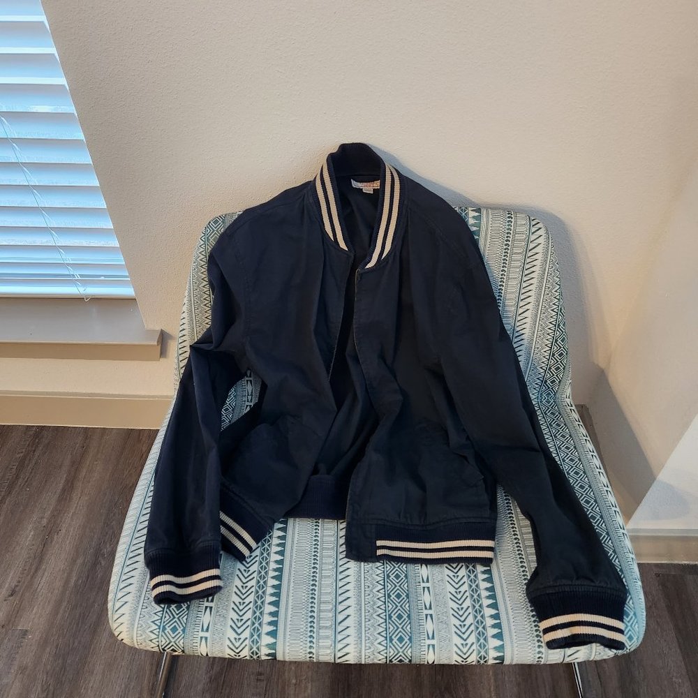 Wallace & Barnes Men's Blue Varsity Bomber Full Zip Jacket in XL